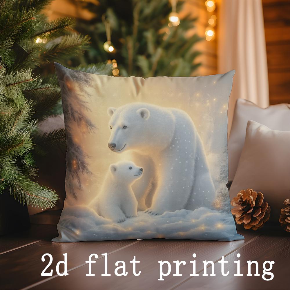 

Домашний Декор Милые Белые Медведи Рождественская Подушка Подходит Для Дивана Спальни Автомобиля Наволочка Подушка Прямоугольная Подушка Для Спины 16x16Inch