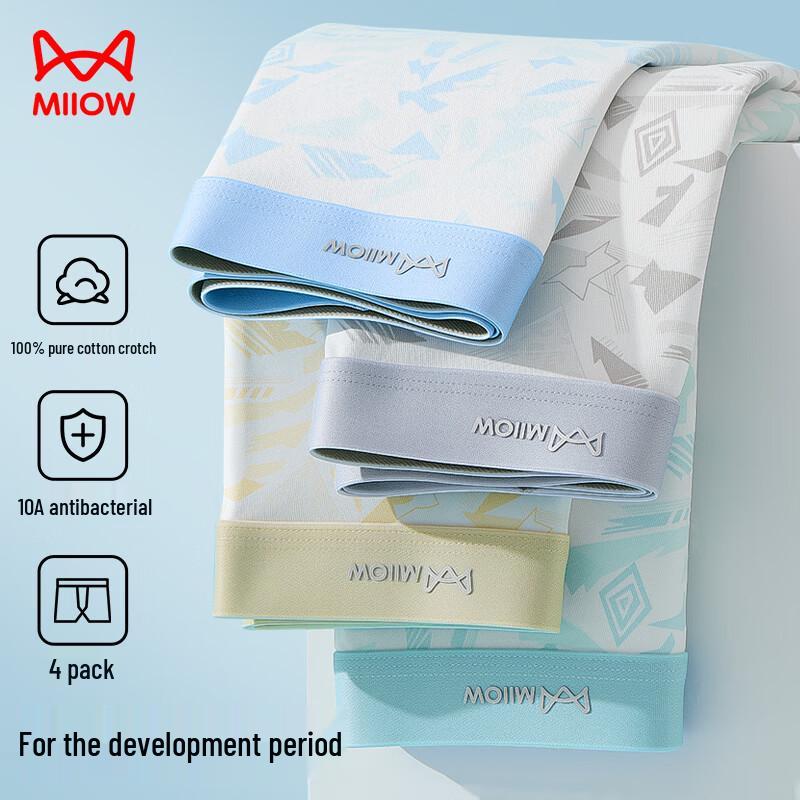 Men's Pure Cotton Antibacterial Boxer Briefs 4-Pack