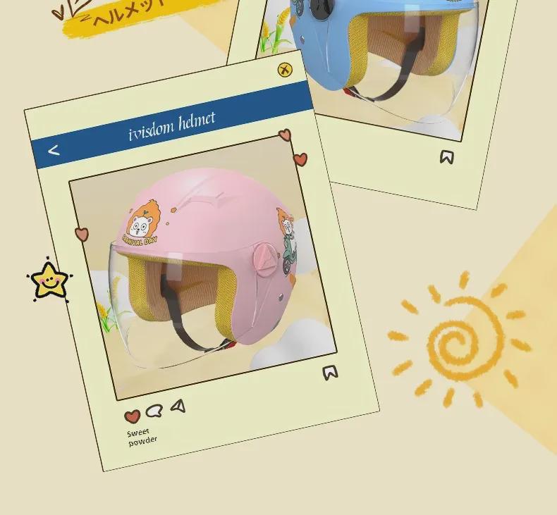 Kids' Cartoon Safety Helmet: Four Seasons Universal Warm Half Helmet for Boys & Girls