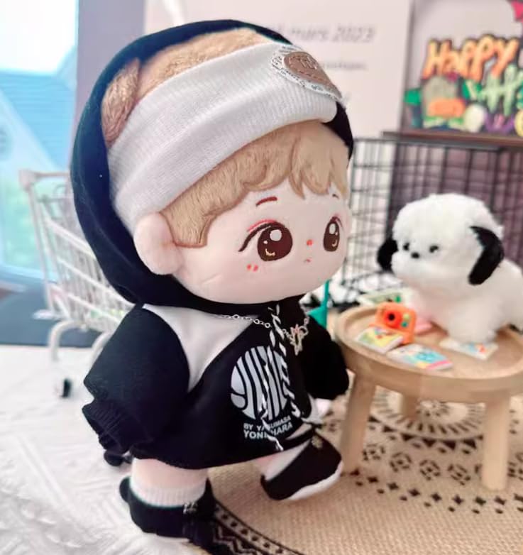 AXLUCE Plüschkleidung - Kapuzenpullover - Plüschtier - Kleidung - 10cm Puppe (Schwarz, 10cm)