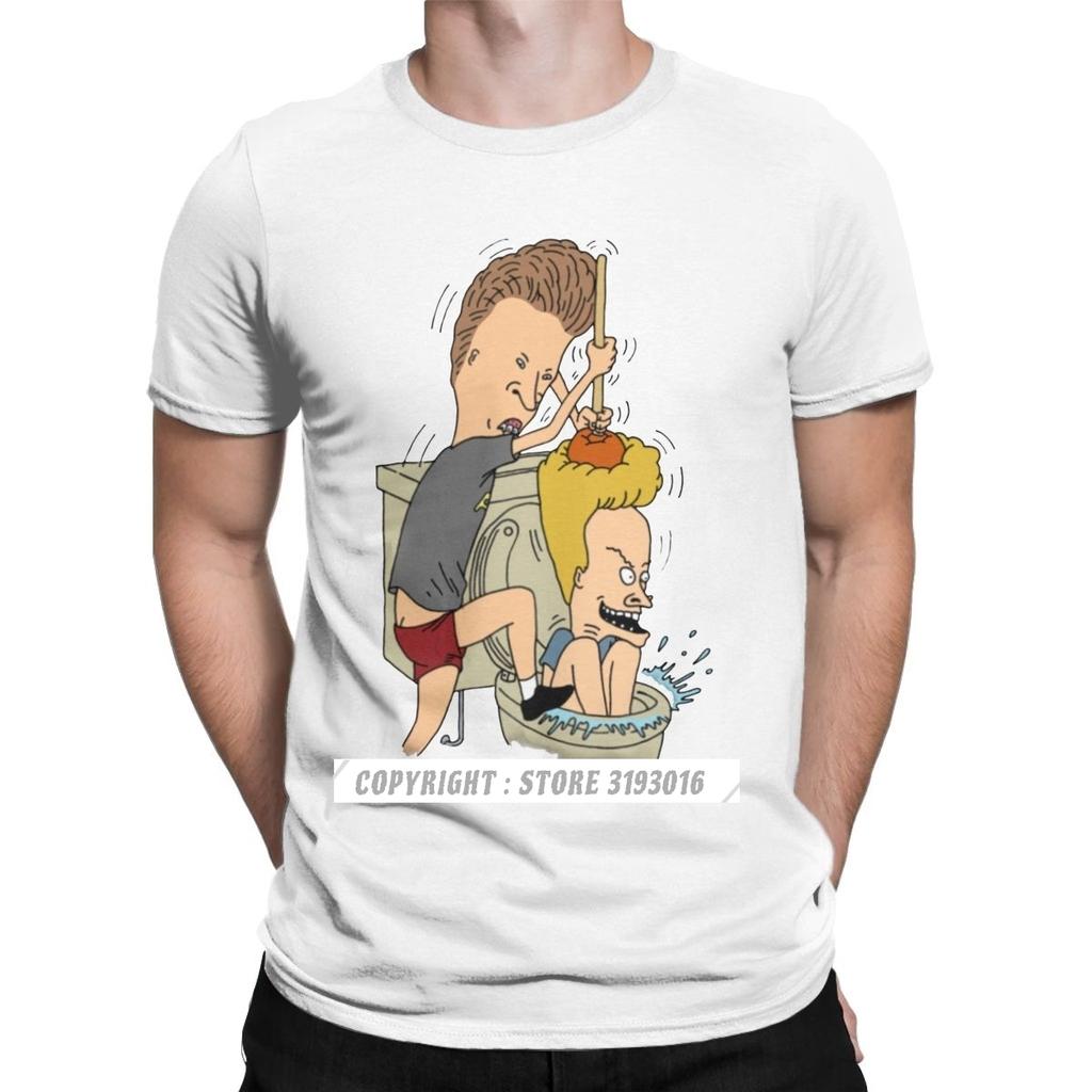 Beavis Butthead Toilet Fun TShirts Aesthetic Men Cartoon Rock Comic Punk Metal Funny Christmas Tees T Shirts Homme