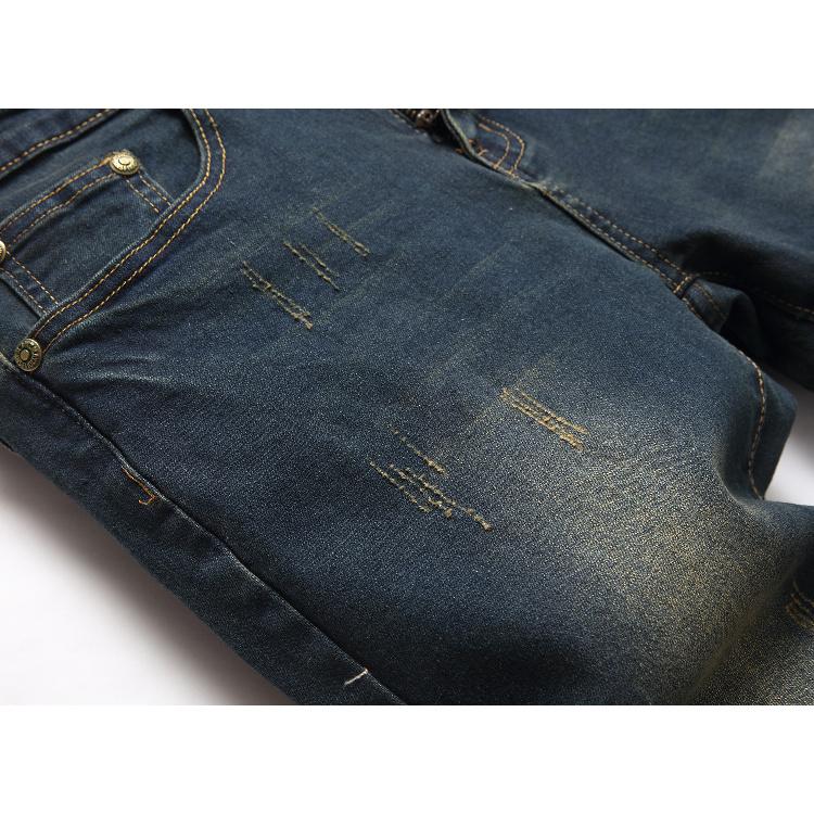 2024 European And American Slim Fit Jeans, Personalized Stretch, Polished White, Retro Jeans, Trendy Men'S Pants