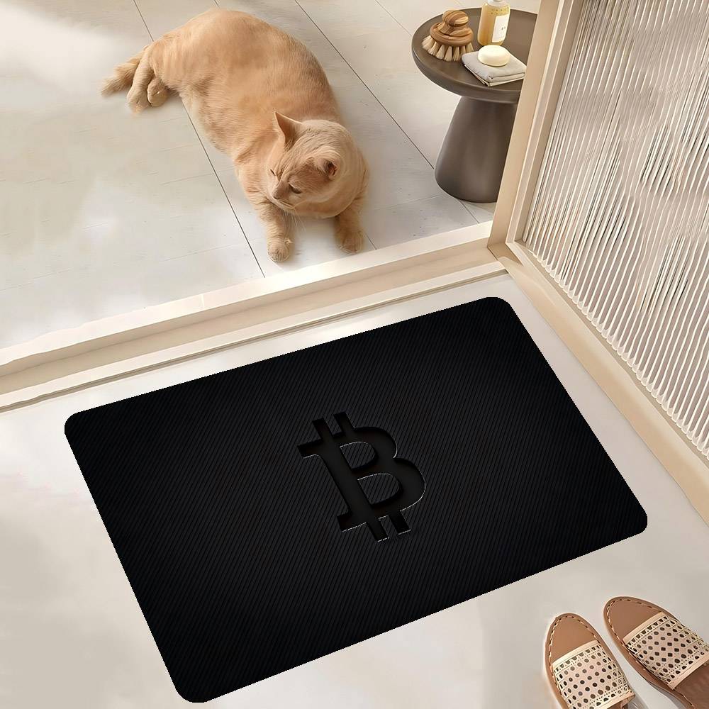 B-Bitcoin Logo Küchenmatte Kinderzimmer Schlafzimmer Dekoration Balkon Rutschfeste Fußmatte Wohnzimmer Alfombra