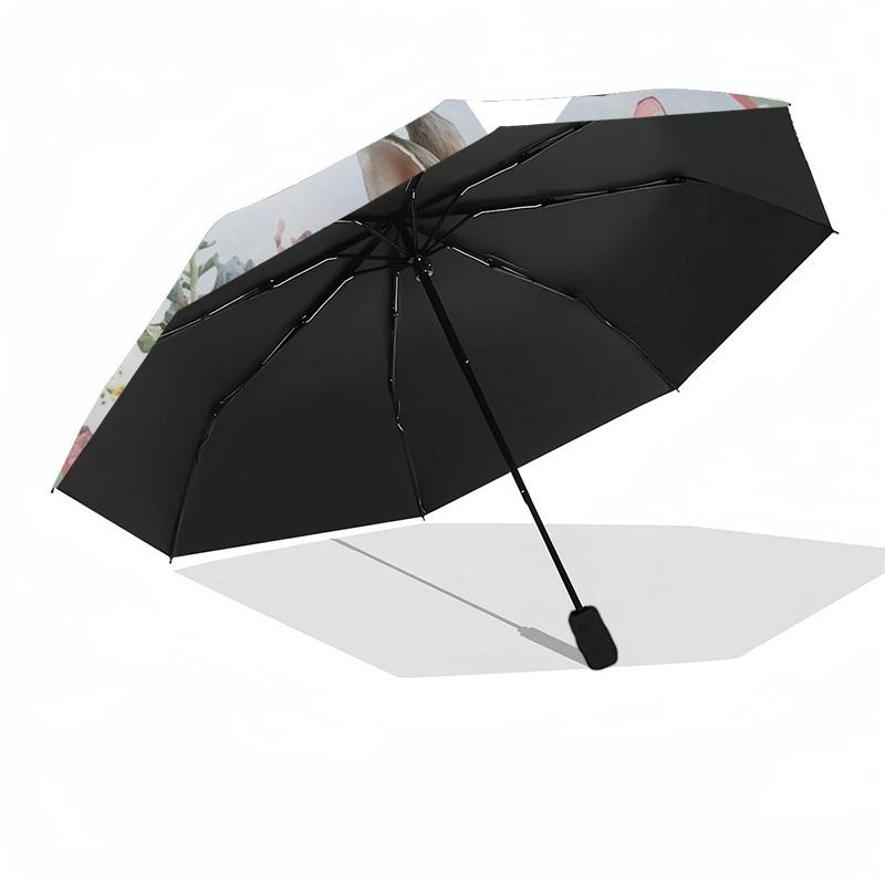 1pc Rabbit Garden Flowers Butterflies Spring Umbrella with Plastic Handle,Suitable for All Seasons Home Travel Outdoor Umbrellaptys31037