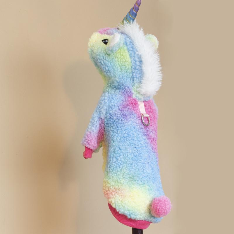 Adorable Unicorn-Shaped Two-Legged Suit for Cats And Dogs Color Block Changeable Pet Clothes for Small Animals