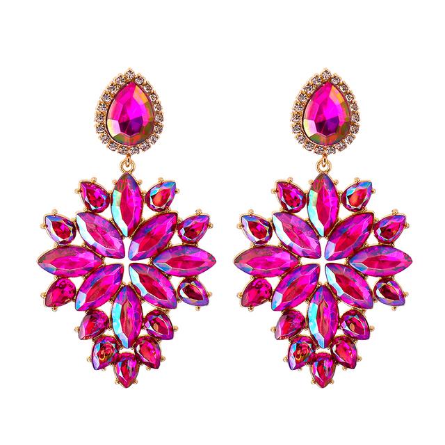 2022 New Products 16 Colors New Rhinestones Jewelry Statement Earrings Big Glass Drop Earrings for Women Fashion Accessories