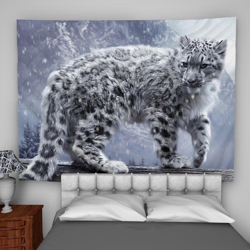Tapestry Home Poster with Snow Leopard 75x100 чёрный