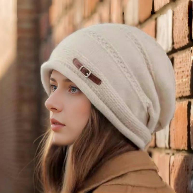 

Женская универсальная шапка-бини с отворотом: Теплая, утолщенная вязаная шапка для осени и зимы One Size (Stretchy)