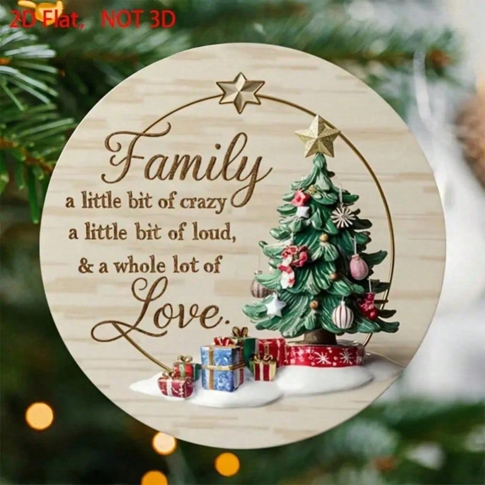 Metal Tin Sign Love Family Quote Christmas Decor Hanging Ornament Home Window Desk Gift Gold Loop Boho Holiday Display