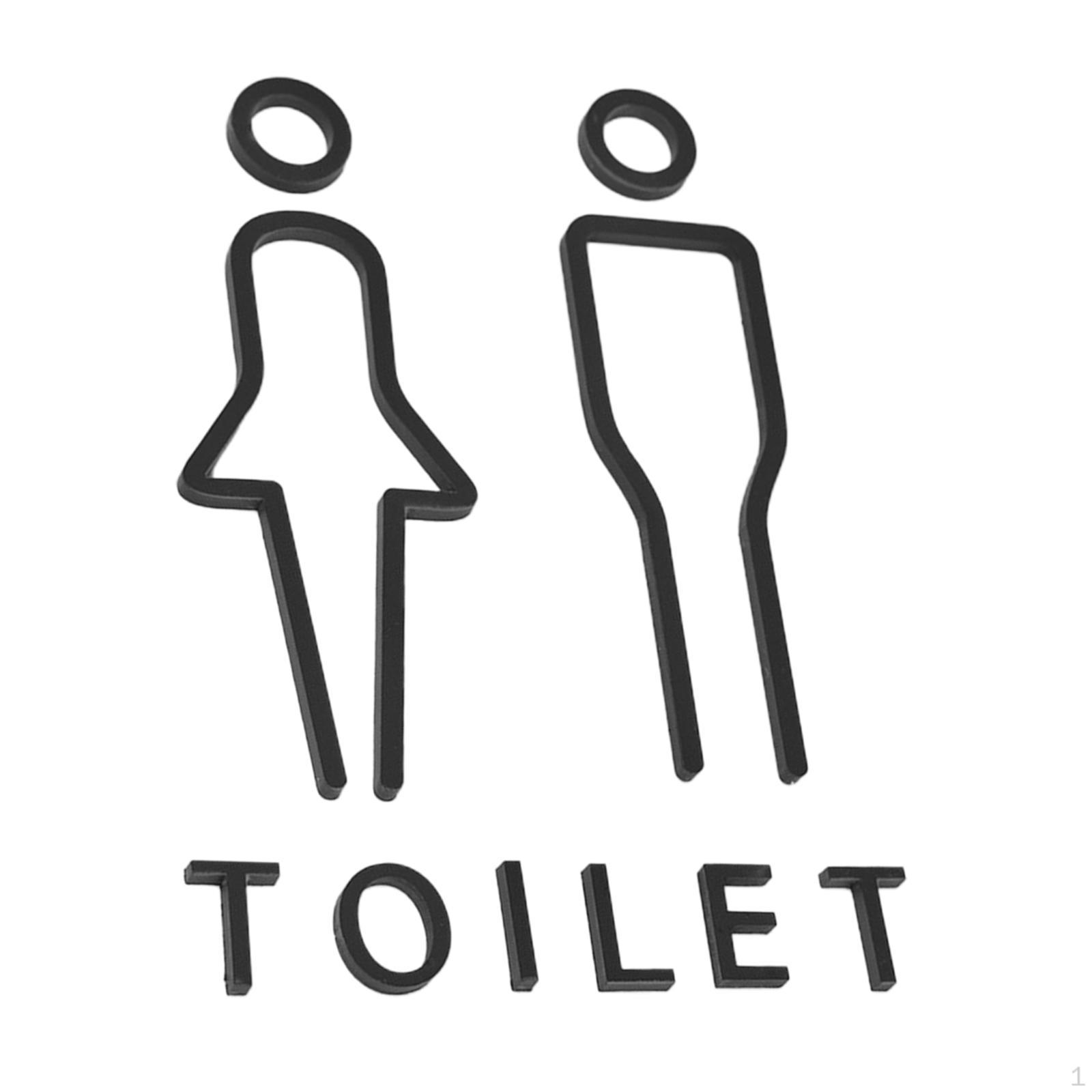 

2 Pieces Restroom Signage Board No Drill Decor Public Area Toilet Indicator чорний