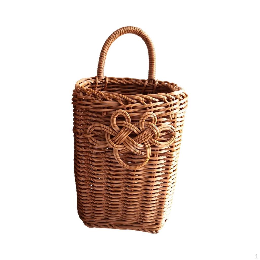 Wall Storage Basket Decorative Woven Hanging SpaceSaving for Kitchen, Entryway, Hallway