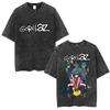 British Classic Virtual Band Gorillaz Poster Tshirt Men Women Streetwear Hip Hop Vintage Washed Cotton Top Oversized Summer Tee