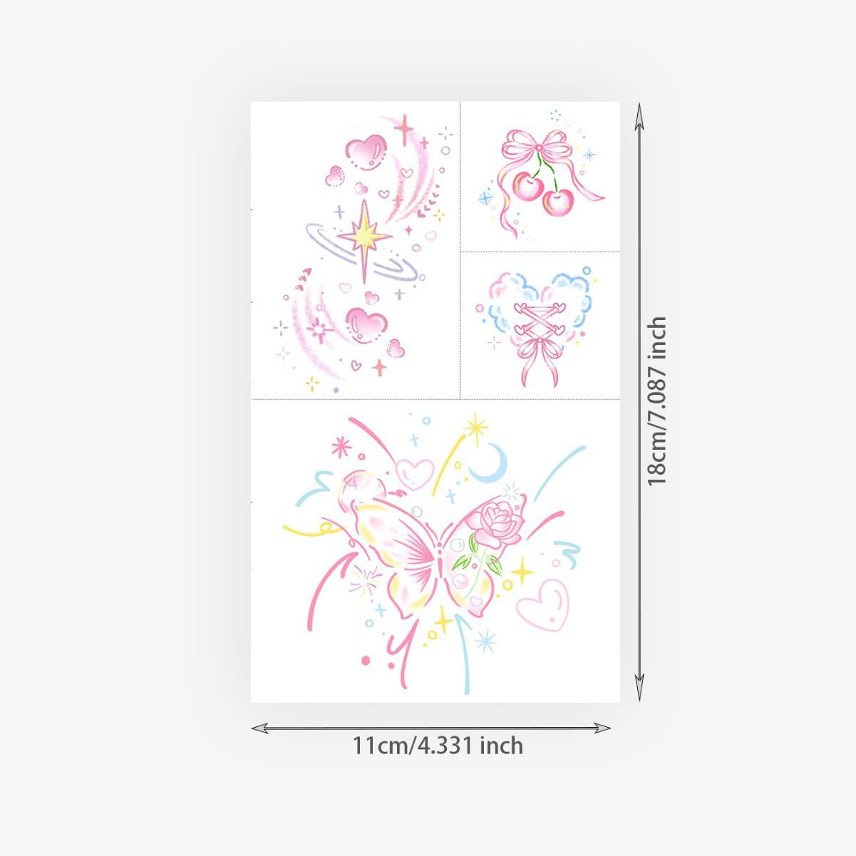 

Semi-Permanent Powder Cherry Bow Tattoo Sticker, Waterproof And Long-Lasting, Sweet Girl Arm Model, Simulated Tattoo Sticker. 11*18