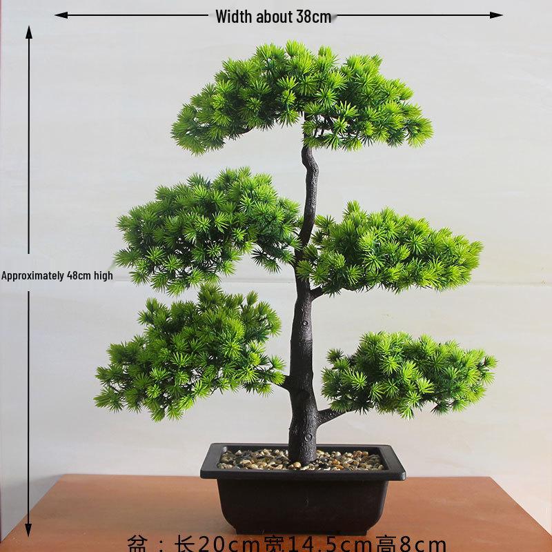 Umělé borové svatební květinové aranžmá: Zelený bonsaj penězovník pro domácí dekoraci