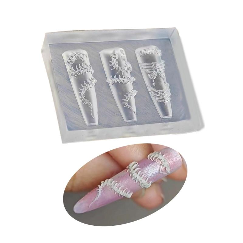 Flexible Silicone Nail Art Mold Creative Charm Design Reusable Manicure Accessories Easy Clean Home Salon Use