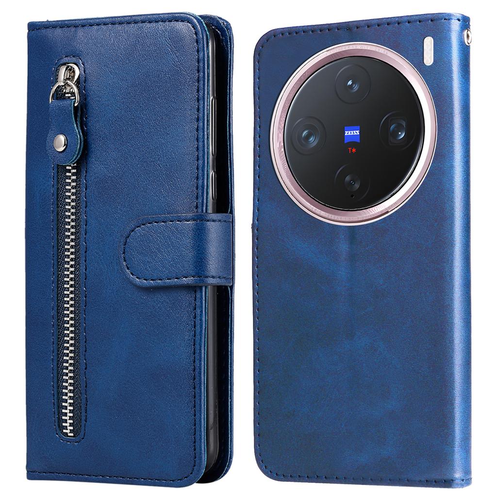 For vivo X200 Pro mini 5G Case Zipper Wallet Calf Texture PU Leather Phone Cover