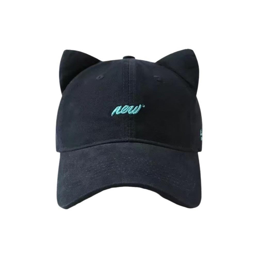 

Apparel Accessories Embroidered Embroidery Letter Baseball Cap Wide Brim Visor Cat Ear Hat Korean Style Cotton Peaked Cap Men