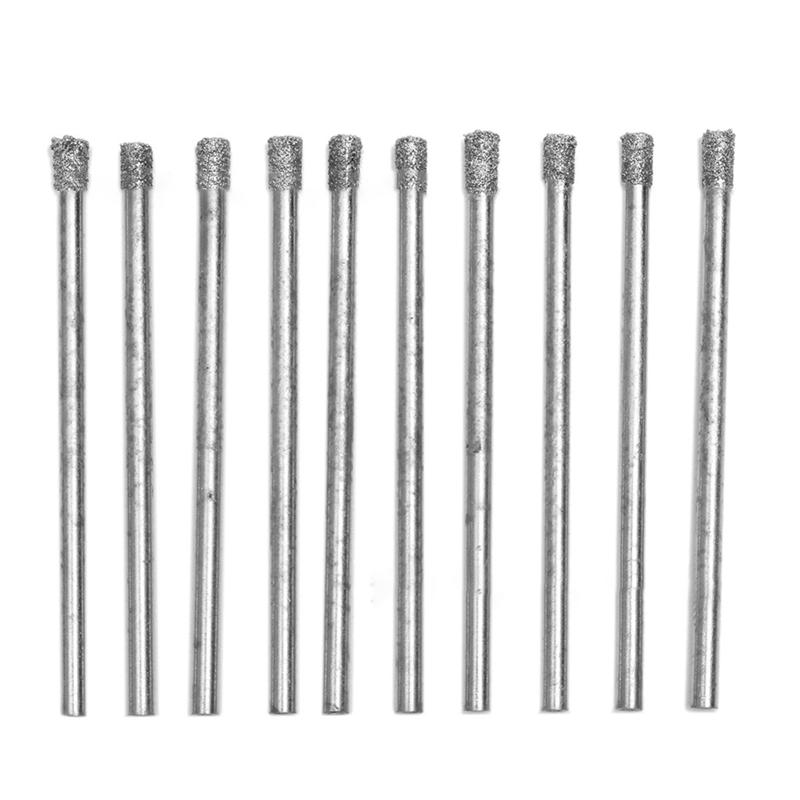A27F-Professional 10Pcs Diamond Drill Bit Set 3Mm 1/8 Inch For Drilling Glass, Tile, And Marble Surfaces