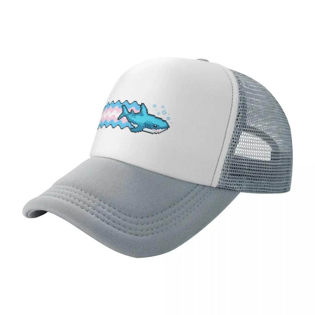 Blahaj Blue Shark Pride Pixel Art Camping Mesh Baseball Caps Women Personalized Female Beach Coquette Hat Peaked Cap