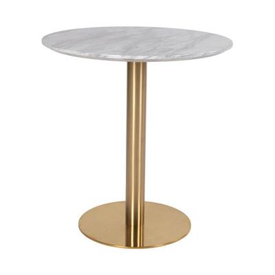 Round Dining Table 70x75 Cm White Marble and Brass Effect - DERVAL