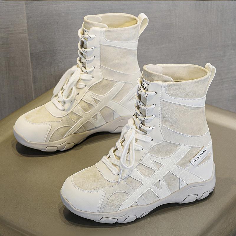 2026 Spring Autumn Shoes Women Genuine Leather Ankle Boots Thick Sole Height Increasing 9cm Ladies Fashion Single Boots