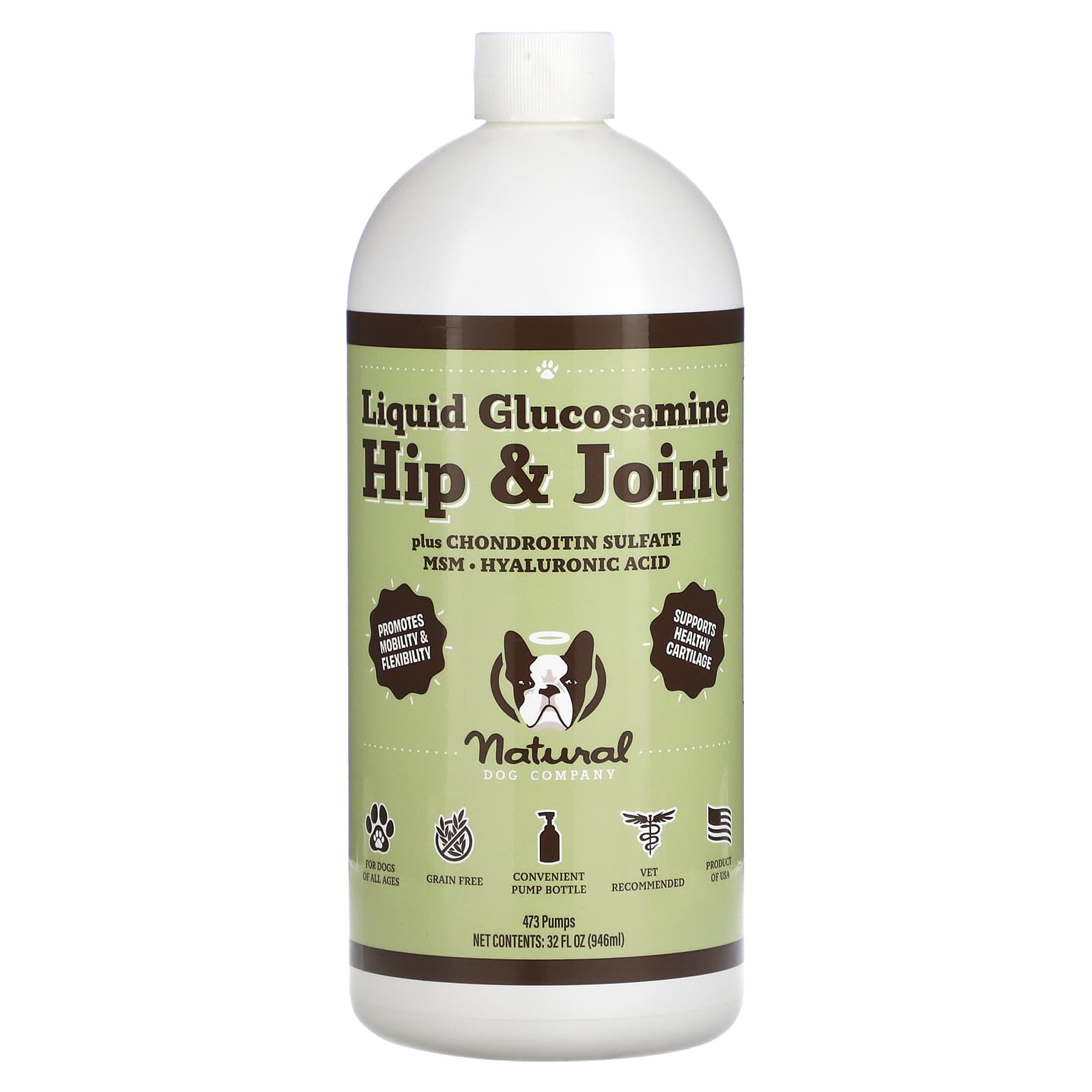 

Liquid Glucosamine for Hips, Dogs, All Ages, 946 mL (32 Fl Oz)