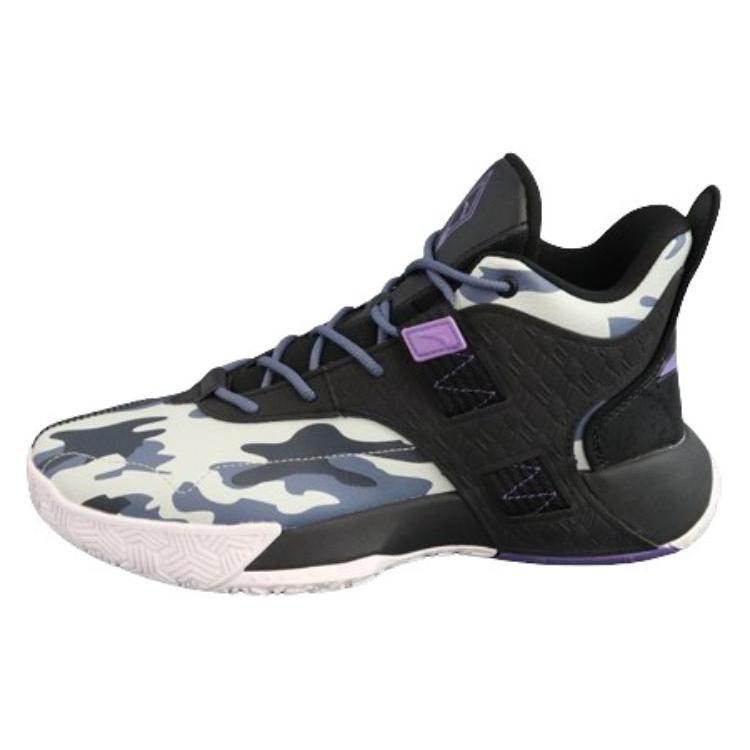 

New Anta Speedy Cushioning Slip Resistant Thermal Mid Top Basketball Shoes Men s Black Purple 112241615-5 44.5