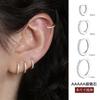 LT-EK476 High-End Circle Zircon Silver Needle Earrings Unique Design Hoop Ear Bone Rings for Women Gold Plated
