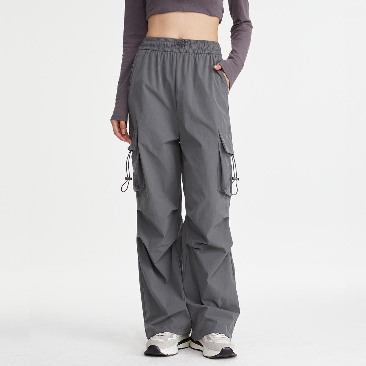 

Женские брюки для хайкинга с высокой посадкой, быстросохнущие, с широкими штанинами - Летняя коллекция 2025 S серый