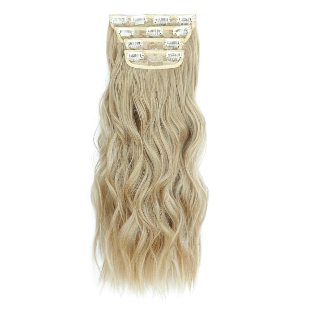 

XINRAN длинные волнистые синтетические волокна на клипсе для наращивания волос 22 дюйма 4 шт. шиньоны коричневые смешанные светлые волосы для наращивания 22 Inch