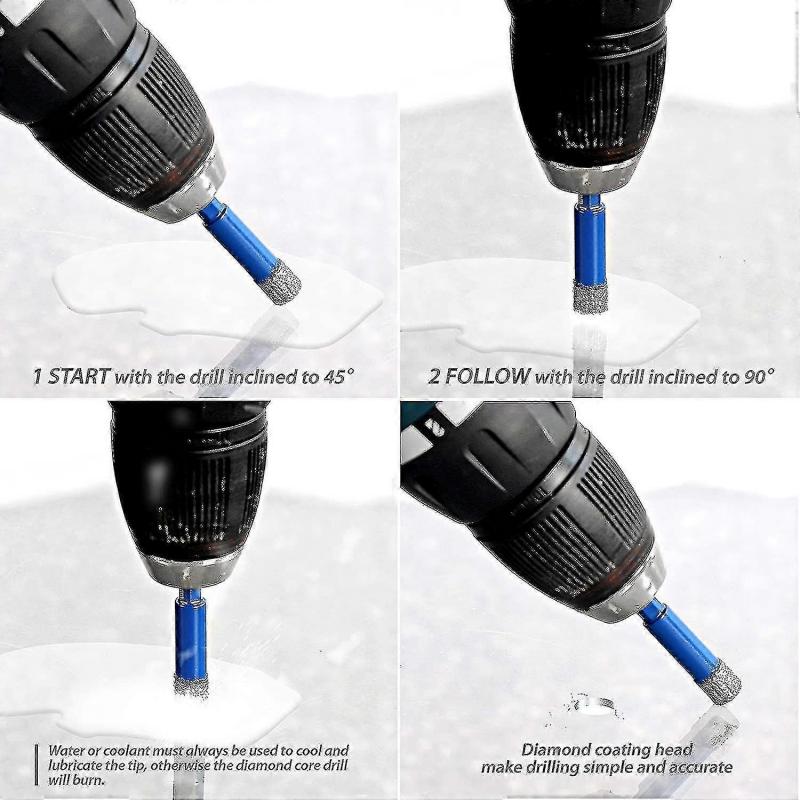 4pcs Diamond Drill Bits Set for Ceramic Tiles Porcelain Glass Stone 5mm 6mm 8mm 10mm