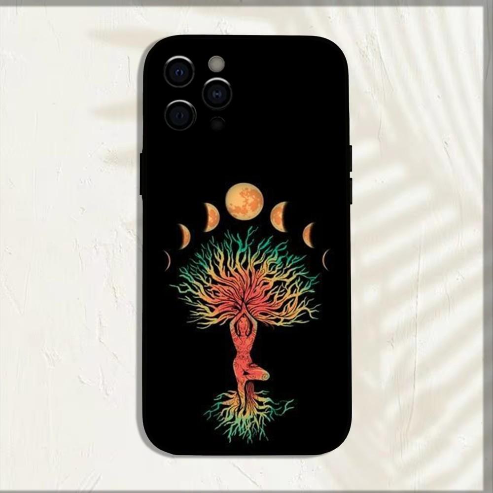 Tree of Life Space Phone Case For iPhone 16,15,14,13,12,11,Pro,X,XS,Max,XR,Plus,Mini Soft Black Cover