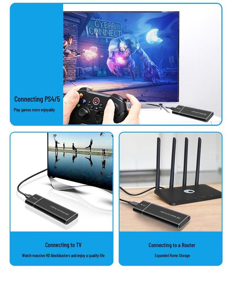 M.2 SSD Enclosure: Supports NGFF/NVMe to USB 3.1 Type-C, Solid State Metal Design