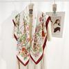 Fresh Summer Fashion and High-end Temperament Herringbone Square Scarf for Women Fashion Temperament Floral Printed Silk Scarf