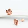 Rose Gold Plated Double-Layer Hollow Rose Purple Gold Exquisite Colored Gold Stud Earrings For Women