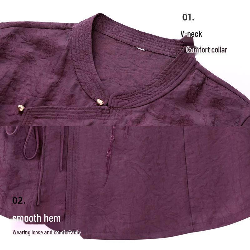 New Chinese Style Embroidered Summer Suit for Middle-Aged Women