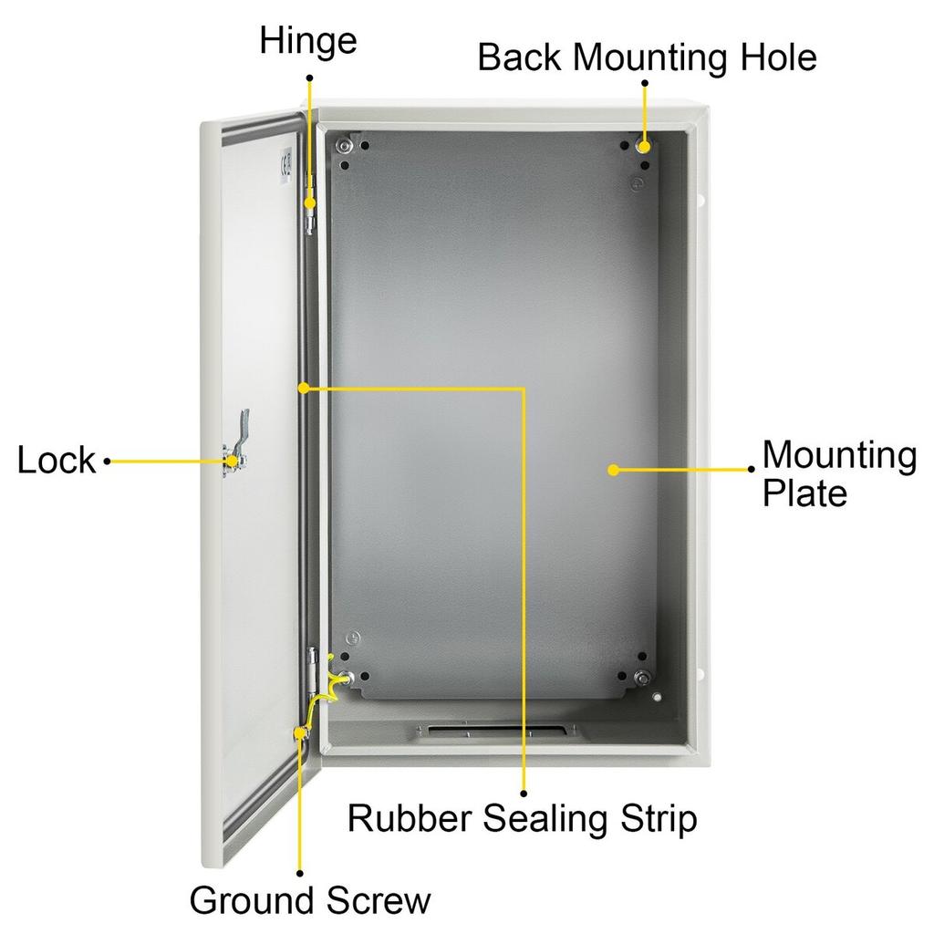 NEMA Steel Enclosure, 20 X 12 X 10'' NEMA 4X Steel Electrical Box, IP66 Waterproof & Dustproof, Outdoor/Indoor Electrical Junction Box, with Mounting