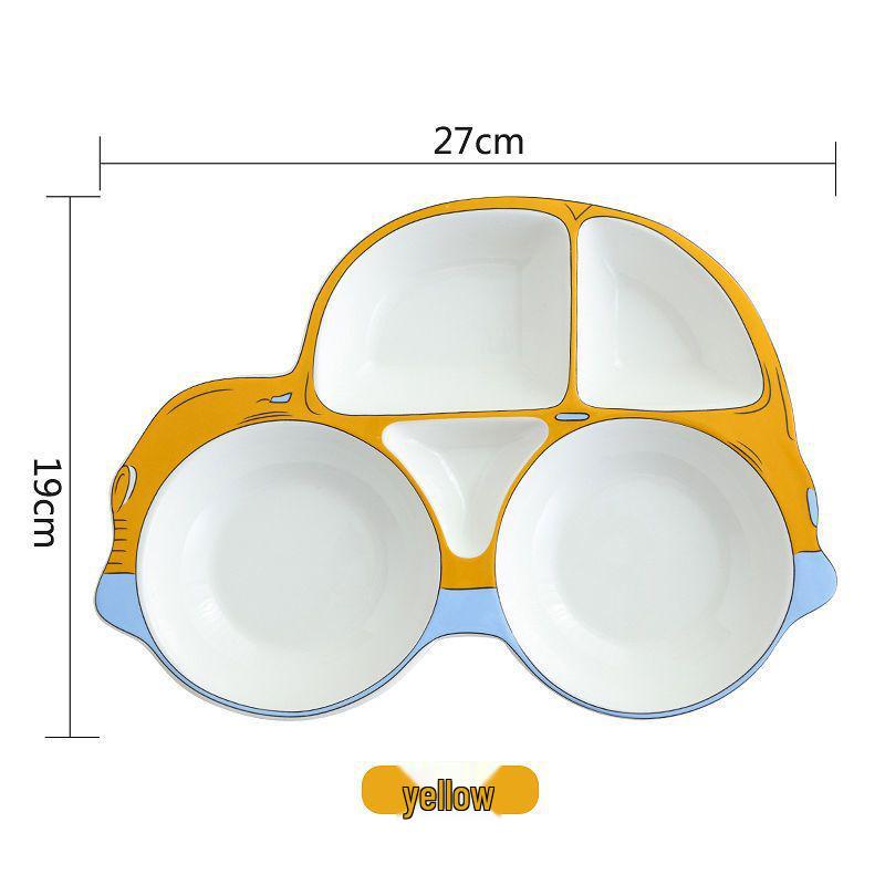 Ceramic Kids' Divided Plate - Cute Dish for Kindergarten Meals & Snacks