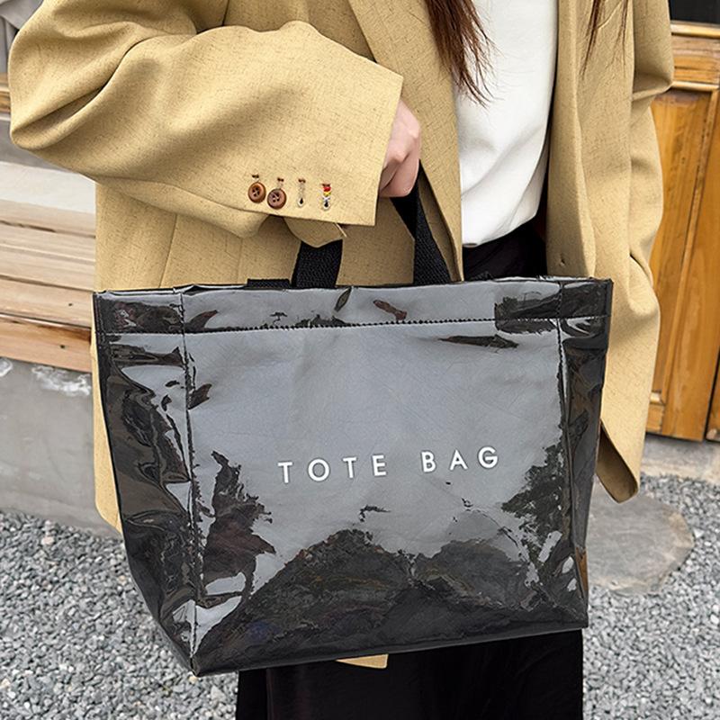 2025 Spring Jelly Bag Women's Tote Bag Large Capacity PVC Tote Bag Commuter Versatile Mommy Shoulder Bag