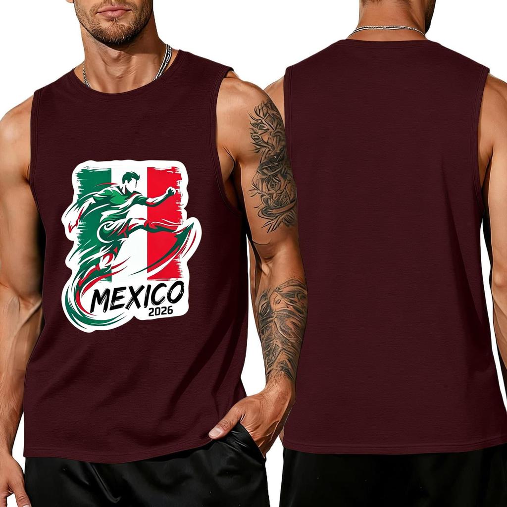 Men Sleeveless Tank Top Soccer Player Graphic Print Athletic Sportswear Casual Summer Shirt for Outdoor Activities Gym Training