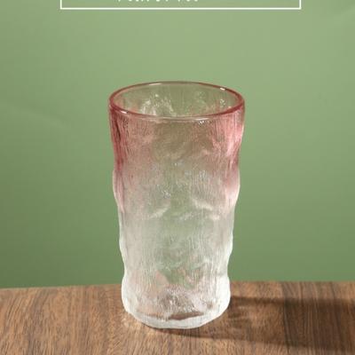 Trinkgläser Farbverlauf Rosa Glasbecher Gletscherbecher Kreatives Cocktailglas Trinkgläser Milchgetränkebecher Wasserflasche