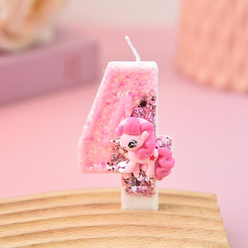 Pink Creative Number and Cartoon Birthday Cake Candles - Handmade Party Decorations