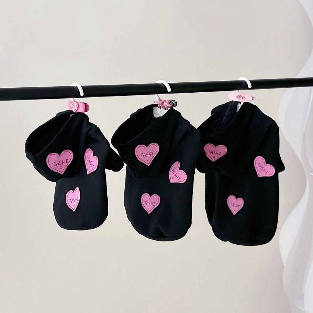 

Thick Cat Puppy Pullover Love Heart Pet Clothes Jackets Dog Hoodies Coat for Autumn/Winter S чёрный
