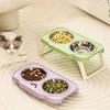 Foldable Cat Bowl Double Pet Bowl Stainless Steel Puppy Dog Feeder Water Food Bowl With Stand Feeding Dish Drinker Pets Supplies