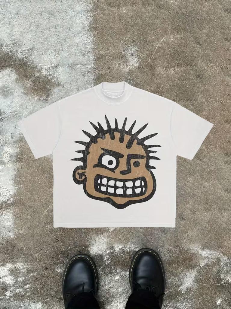 New For 2026 Printed CrewNeck Graffiti TShirts 90s Retro Cropped Tops Y2k Grunge Style And 2000sStyle TopsUnisex