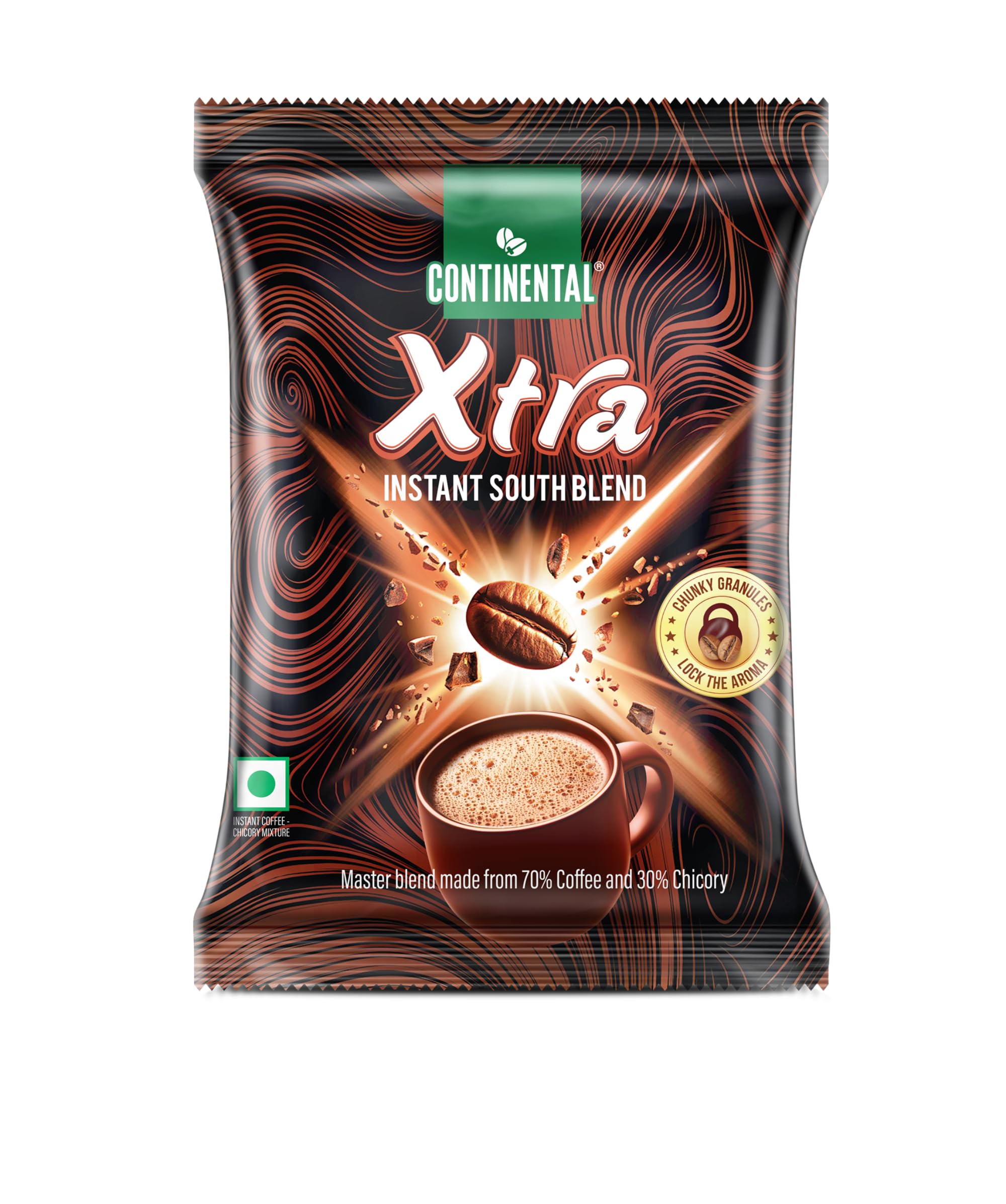 Continental Coffee Xtra Instant Coffee Powder | 50gm Pouch | 70% Coffee 30% Chicory | South Blend Instant Coffee | Medium Roast | Premium Blend of
