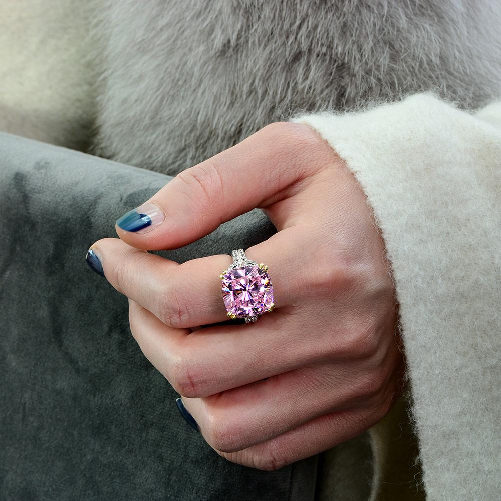 Tancise Classic 925 Sterling Silver  Zircon Ring Ladies Jewelry Wedding Promise   Party Gift