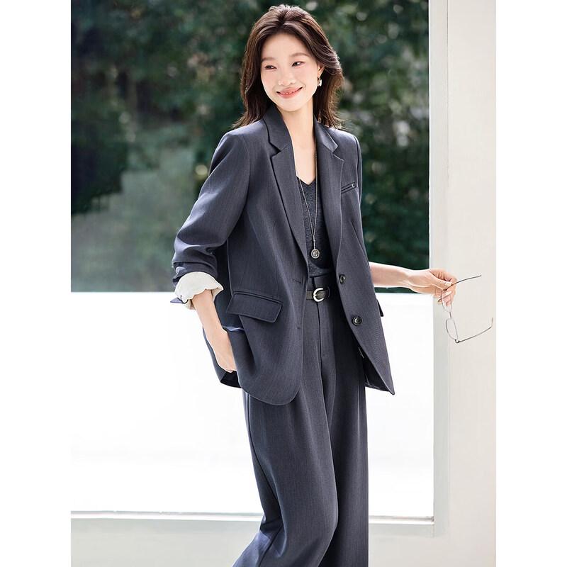 Mohan Yimei Color Block Linen Cuff Wide Leg Suit 2XL