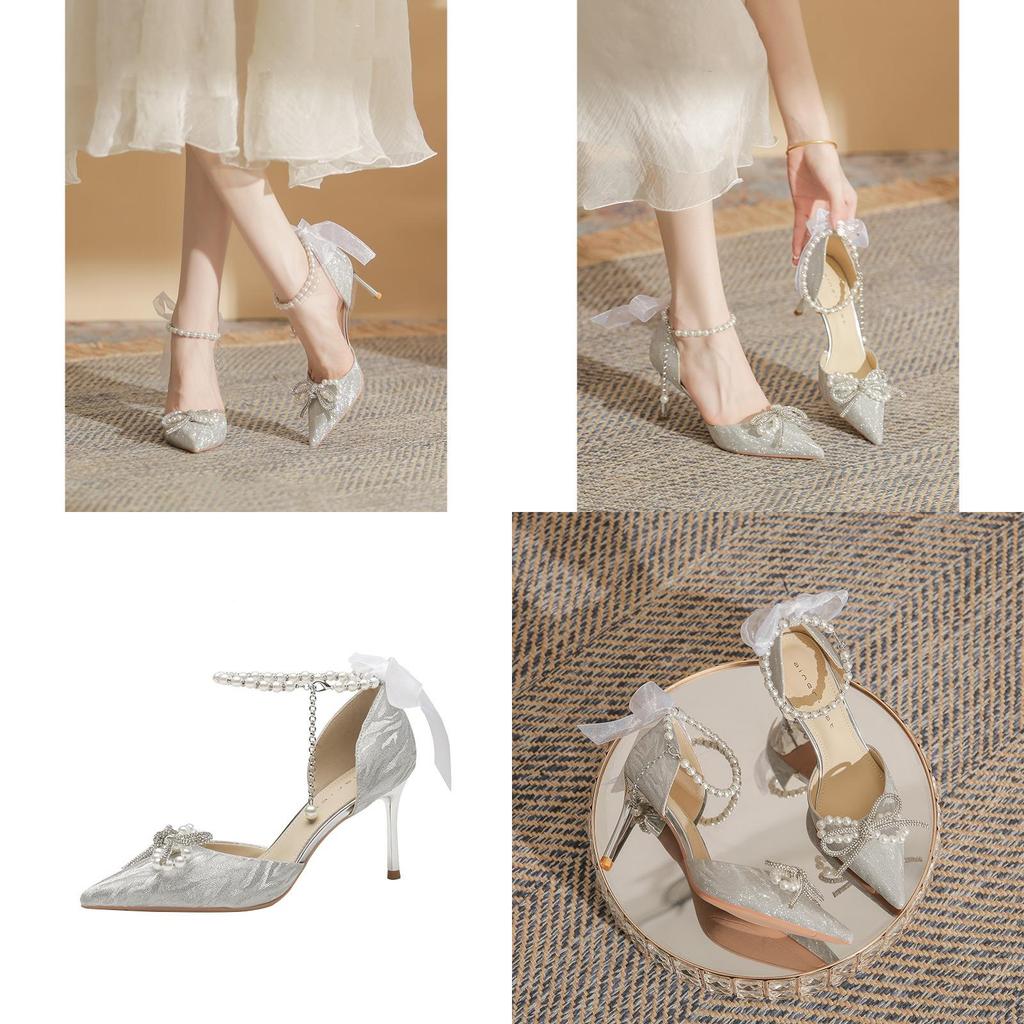 Elegant Bridal High Heels With Faux Pearl Embellishments For Wedding And Formal Events