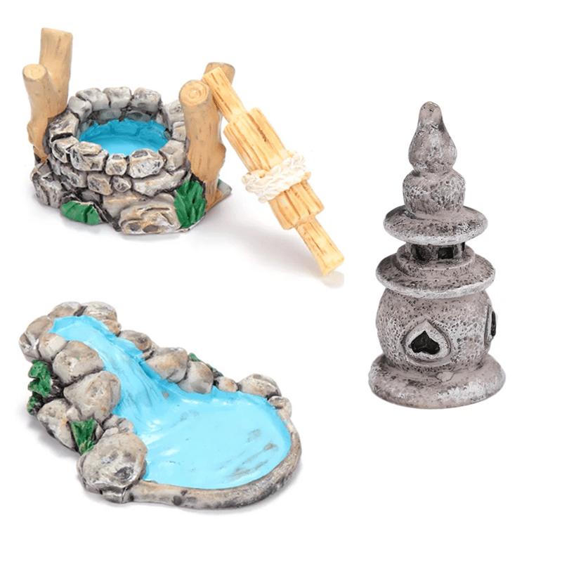 

3 шт./набор мини-фигурки для моста с колодцем, миниатюрное ремесло, садовый гном, мох, террариум, подарок, сделай сам, украшение для сада 3pcs